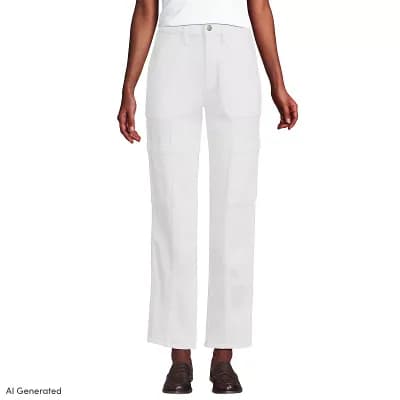 Women's Lands' End High-Rise Utility Cargo Ankle Jeans