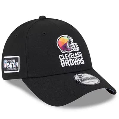 Men's New Era Black Cleveland Browns 2023 NFL Crucial Catch 9FORTY Adjustable Hat