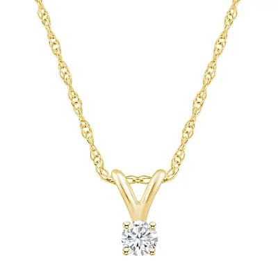 Celebration Gems 14k Gold 1/10 Carat T.W. Diamond Solitaire Pendant Necklace