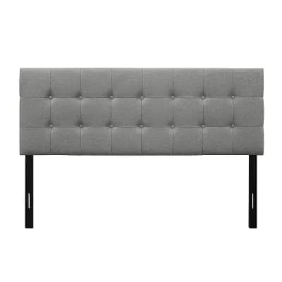 Full Size Contemporary Button-tufted Headboard In Grey Upholstered Fabric