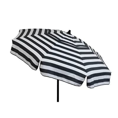 6-Foot Black and White Stripe Patio Umbrella with Tilt and Manual Lift for Sun Protection