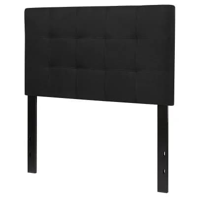 Twin Size Modern Black Fabric Box-stitch Upholstered Headboard