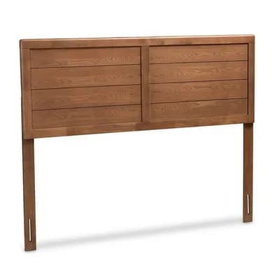 Queen Size Farmhouse Headboard In Rustic Brown Walnut Wood Finish