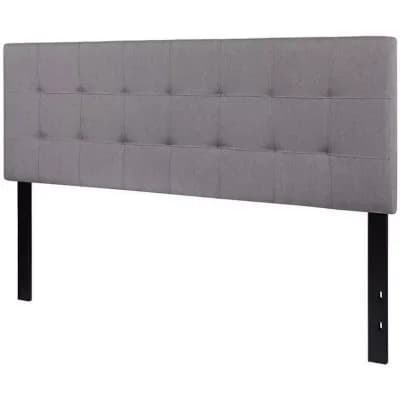 Queen Size Modern Light Grey Fabric Upholstered Panel Headboard