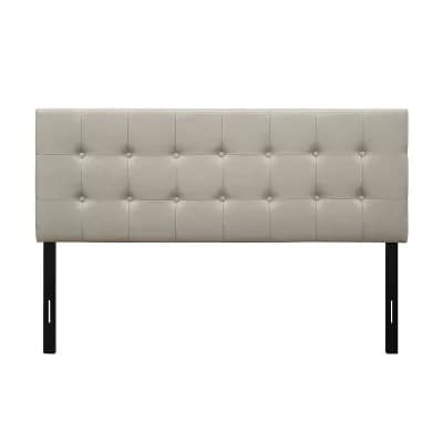 King Button-tufted Headboard In Light Grey Upholstered Fabric
