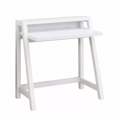 Compact White Writing Desk with Top Shelf for Apartments, Dorms, or Study Areas 35 in H