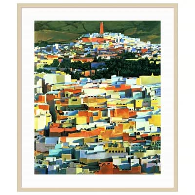 North African Townscape By Robert Tyndall Wood Framed Wall Art Print