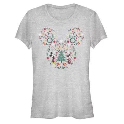 Disney's Mickey Mouse Juniors' Mickey and Minnie Christmas Icons Graphic Tee