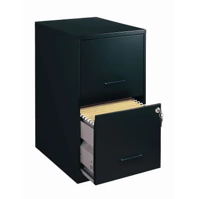 Vertical Filing Cabinet Black Steel 2-Drawer Lockable Letter Size Document Organizer 24.5 in H