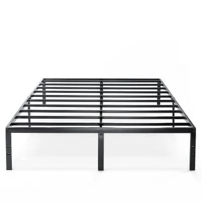 Queen Size Sturdy Black Metal Platform Bed Frame With Headboard Attachments