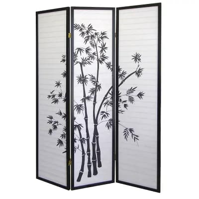 Black and White 3-Panel Folding Room Divider Privacy Screen Lightweight Decorative Partition 70'' H