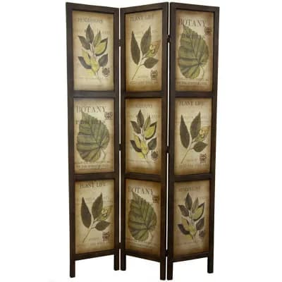 Multi-colored Floral Art Room Divider Screen 71-Inch Tall, Wood Frame Folding Privacy Partition