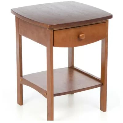 Solid Wood Accent Table with Storage Drawer and Open Shelf, Nightstand for Bedroom or Living Room