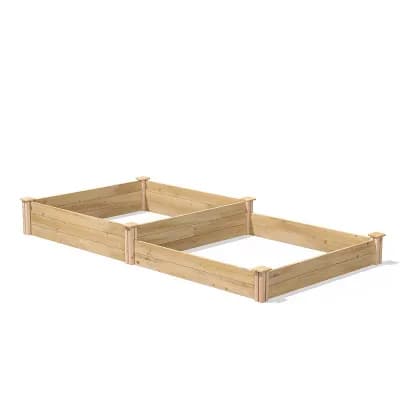 Outdoor Cedar Wood Raised Garden Bed 4x8 Ft with Two Tiers and Open-Bottom Design, Natural