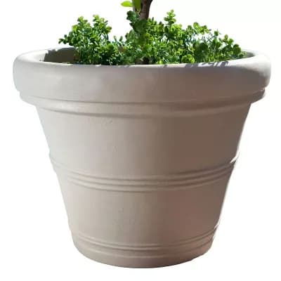 Classic Round Planter for Patio, Balcony, or Garden, Poly Resin Construction, Weather-Resistant