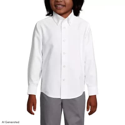 Boys 8-20 Lands' End Husky School Uniform Solid Oxford Dress Shirt