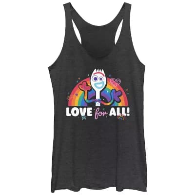 Disney / Pixar's Toy Story 4 Forky Love For All Rainbow Women's Tri-Blend Racerback Tank Top