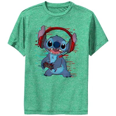 Disney's Lilo & Stitch Glitchy Gamer Stitch Performance Boys 6-20 Graphic Tee