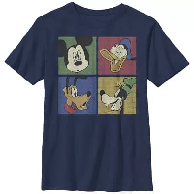 Disney's Mickey Classic Characters In Squares Boys Husky Graphic Tee