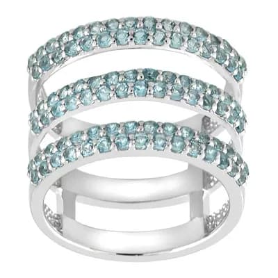 Sterling Silver Blue Topaz Geometric Ring