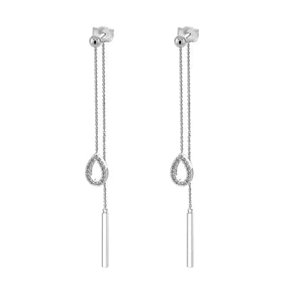 Sterling Silver Diamond Drop Earrings