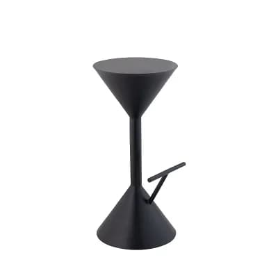 Junmow Modern Sculptural Hourglass Backless Metal Bar Stool, Iron Bar Chair with Footrest