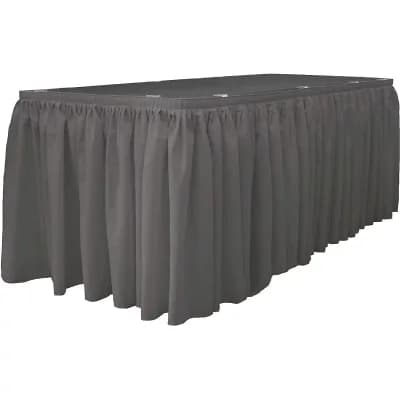 Polyester Poplin Table Skirt with 15 L-Clips, Pleated Banquet Table Cover for Wedding or Buffet