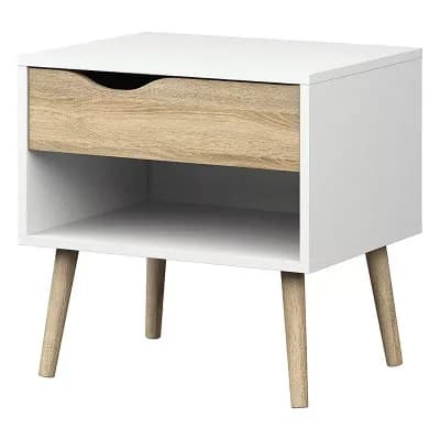 Mid Century Modern Nightstand with Drawer and Open Shelf, End Table for Bedroom
