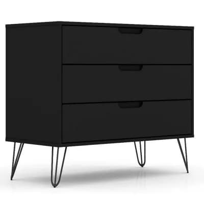 Modern Scandinavian Style Bedroom 3-drawer Dresser In Black Wood Finish
