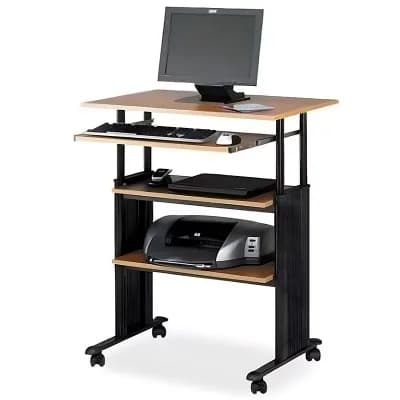 Adjustable Height Standing Desk with Keyboard Tray and Wheels, Mobile Computer Desk