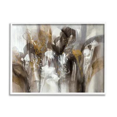 Stupell Home Decor Abstract Cascading Shapes Modern Brown - White Frame