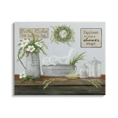 Stupell Home Decor Farmhouse Bathroom Counter Still Life Canvas Wall Art