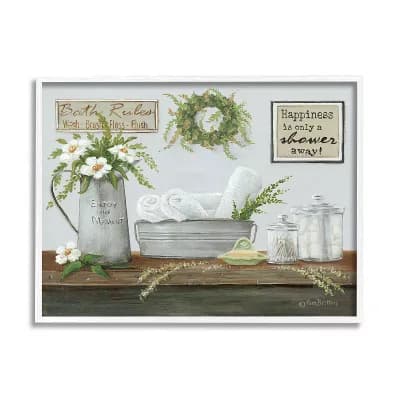 Stupell Home Decor Farmhouse Bathroom Counter Still Life Framed Wall Art