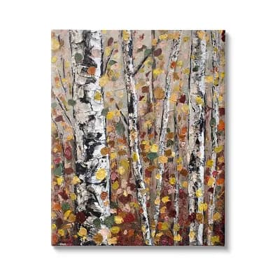 Stupell Home Decor Autumn Birch Trees Abstract Leaves Canvas Wall Art