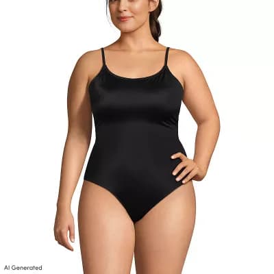 Plus Size Lands' End Chlorine Resistant Tugless Tank One-Piece Swimsuit