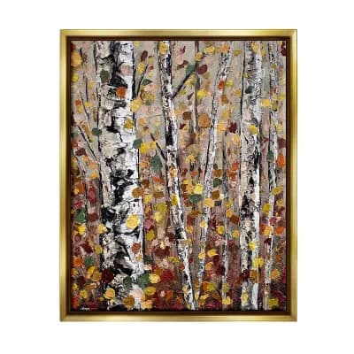 Stupell Home Decor Autumn Birch Trees Abstract Leaves Framed Wall Art
