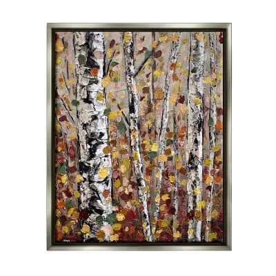 Stupell Home Decor Autumn Birch Trees Abstract Leaves Framed Wall Art