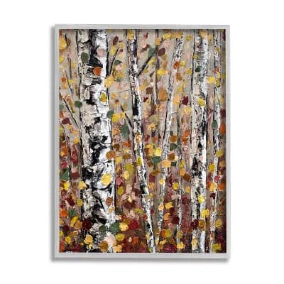 Stupell Home Decor Autumn Birch Trees Abstract Leaves Wood Framed Wall Art