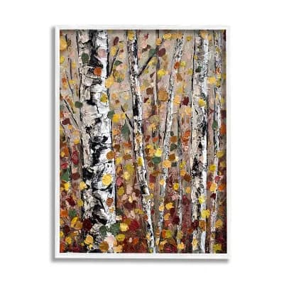 Stupell Home Decor Autumn Birch Trees Abstract Leaves Wood Framed Wall Art