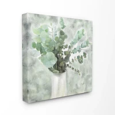 Stupell Home Decor Sage Green Eucalyptus In White Vase Canvas Wall Art