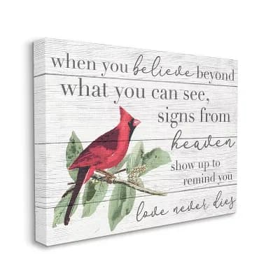 Stupell Home Decor Believe Love Never Dies Cardinal Canvas Wall Art