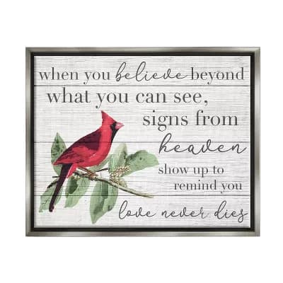 Stupell Home Decor Believe Love Never Dies Cardinal Framed Wall Art