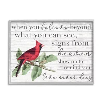 Stupell Home Decor Believe Love Never Dies Cardinal Wood Framed Wall Art