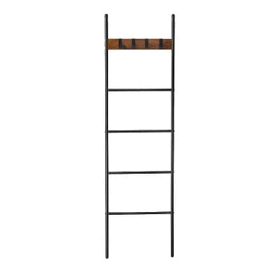 5 tier Space-saving Decorative Blanket Ladder With 4 Hooks, Metal Frame