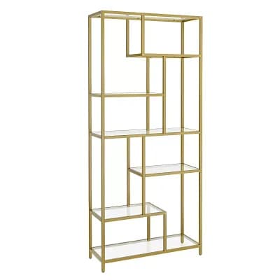 6 tier Tall Bookcase, Display Shelf, Tempered Glass Shelves