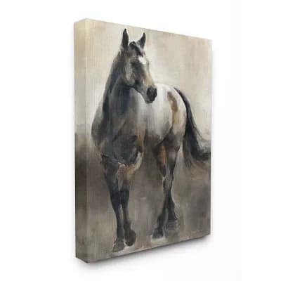 Stupell Home Decor Abstract Wild Horse Stance Brown Black Canvas Wall Art
