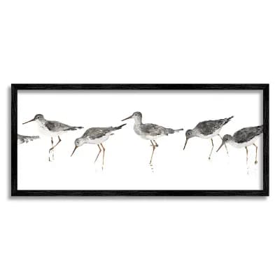 Stupell Home Decor Beach Bird Sandpipers Minimal Grey White Framed Wall Art