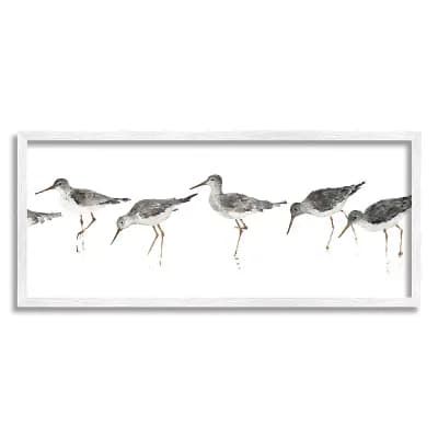 Stupell Home Decor Beach Bird Sandpipers Minimal Grey White Framed Wall Art