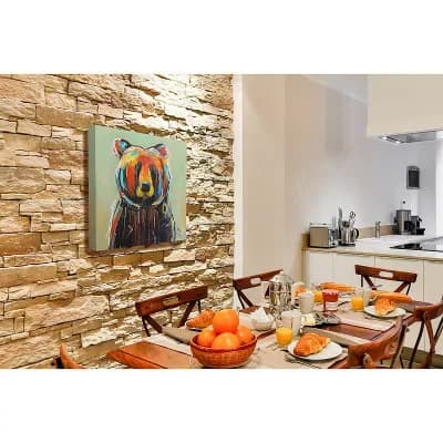 Stupell Home Decor Abstract Colorful Painted Black Bear Canvas Wall Art