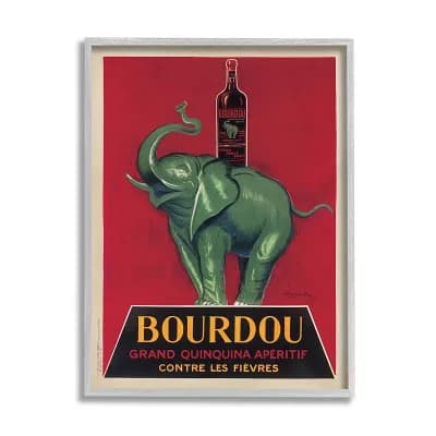 Stupell Home Decor Bourdou Vintage Elephant Advertisement Framed Canvas Wall Art